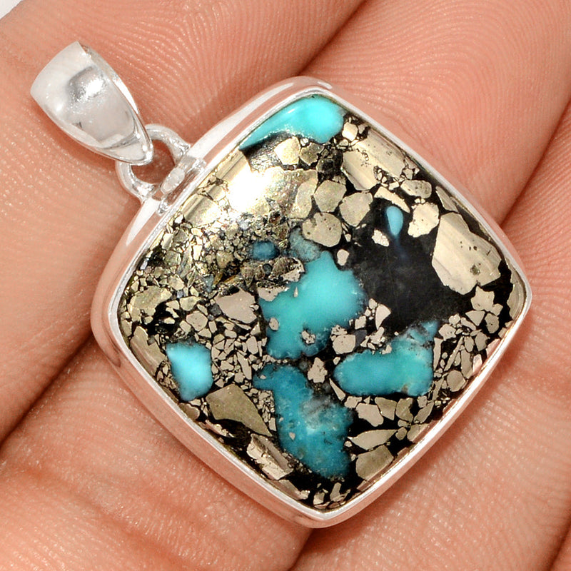 1.3" Natural Turquoise In Pyrite Pendants - TIPP126