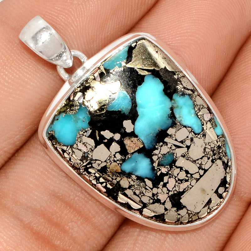 1.5" Natural Turquoise In Pyrite Pendants - TIPP127