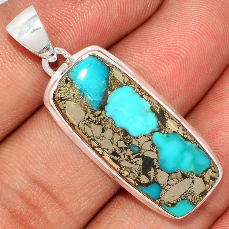 1.7" Natural Turquoise In Pyrite Pendants - TIPP128
