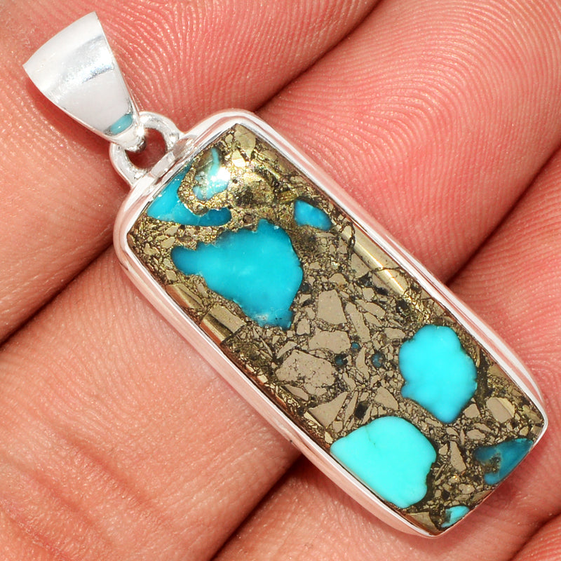 1.6" Natural Turquoise In Pyrite Pendants - TIPP134