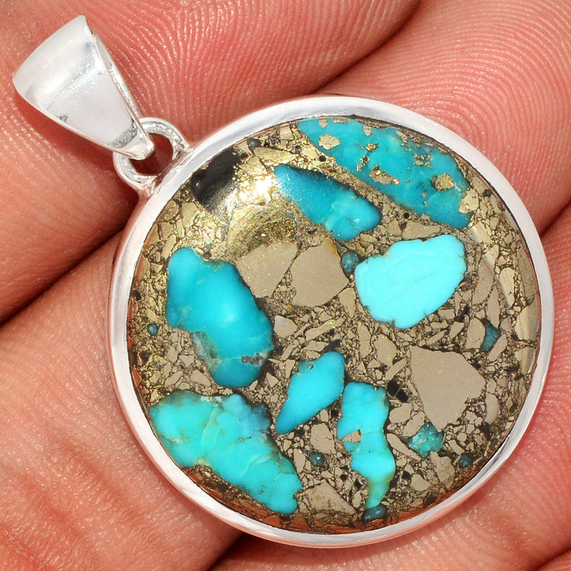 1.5" Natural Turquoise In Pyrite Pendants - TIPP141