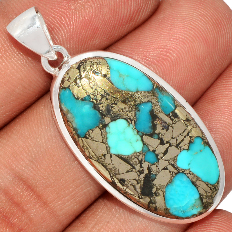 1.7" Natural Turquoise In Pyrite Pendants - TIPP142