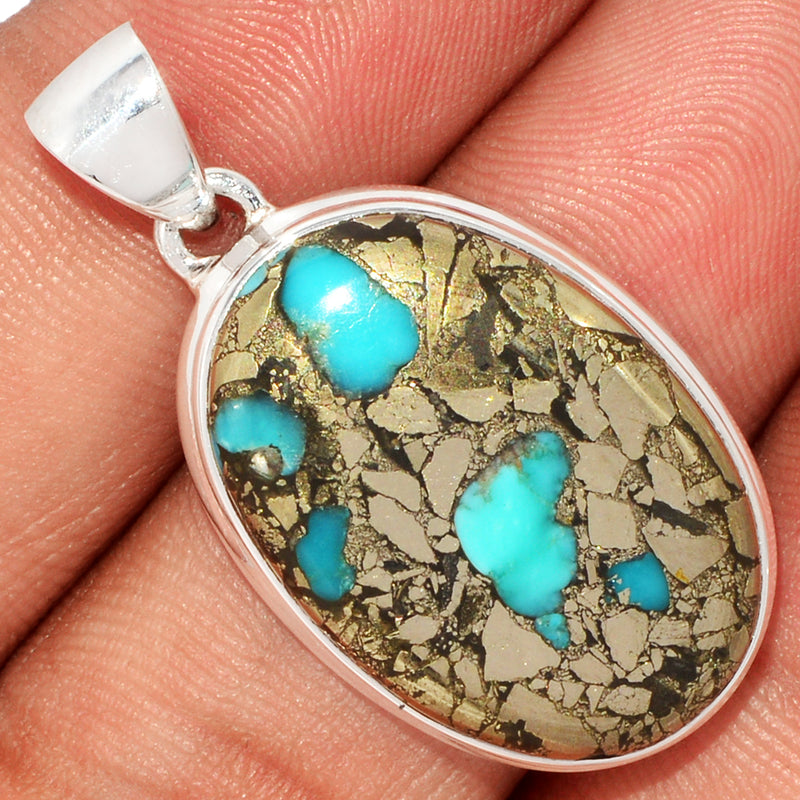 1.5" Natural Turquoise In Pyrite Pendants - TIPP148