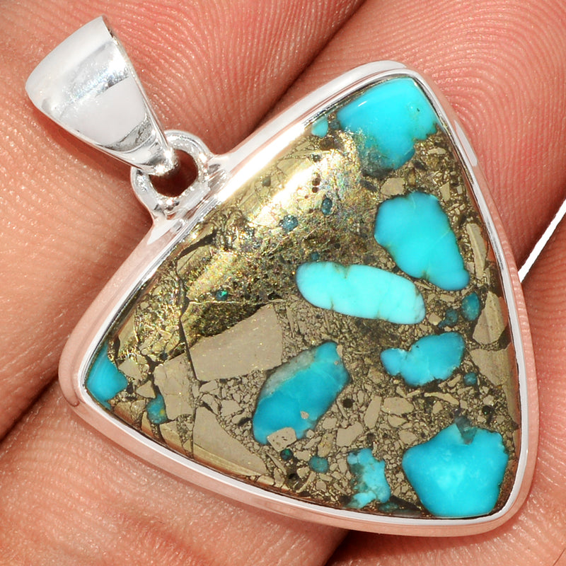 1.5" Natural Turquoise In Pyrite Pendants - TIPP153