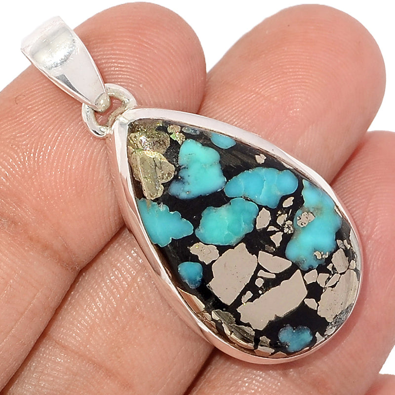 1.7" Natural Turquoise In Pyrite Pendants - TIPP157