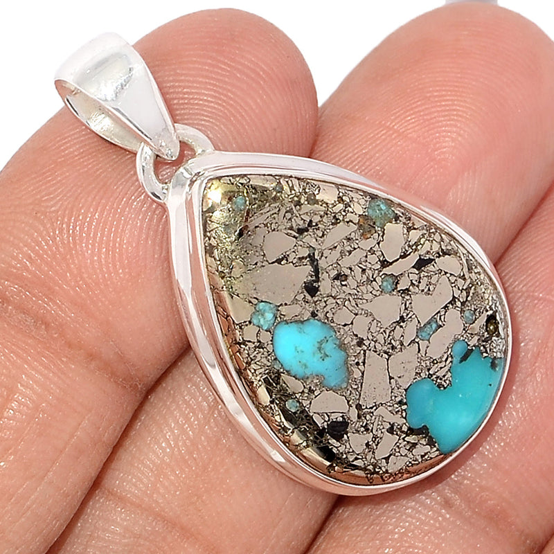 1.5" Natural Turquoise In Pyrite Pendants - TIPP160