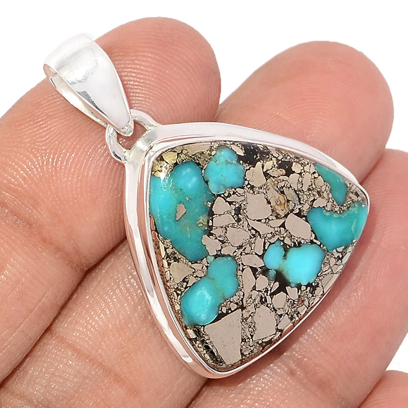 1.5" Natural Turquoise In Pyrite Pendants - TIPP163