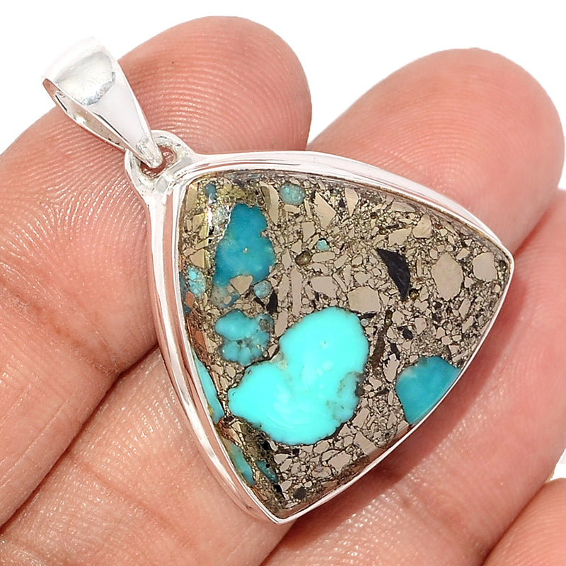 1.5" Natural Turquoise In Pyrite Pendants - TIPP170