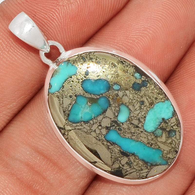 1.6" Natural Turquoise In Pyrite Pendants - TIPP33