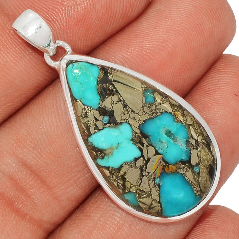 1.7" Natural Turquoise In Pyrite Pendants - TIPP36