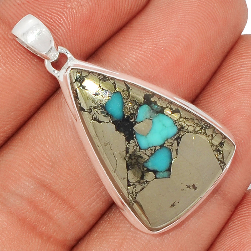 1.6" Natural Turquoise In Pyrite Pendants - TIPP37