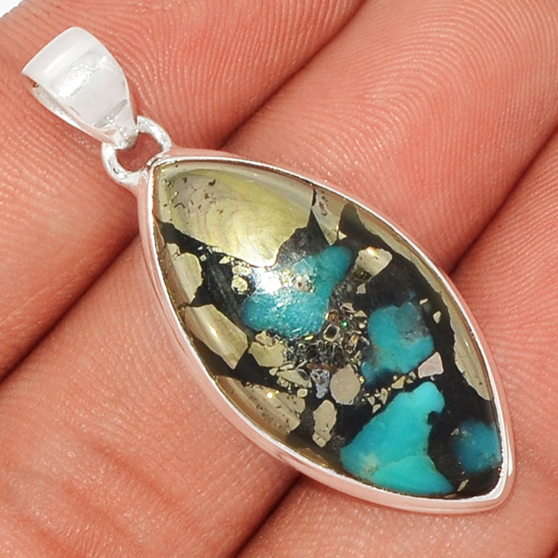 1.6" Natural Turquoise In Pyrite Pendants - TIPP38