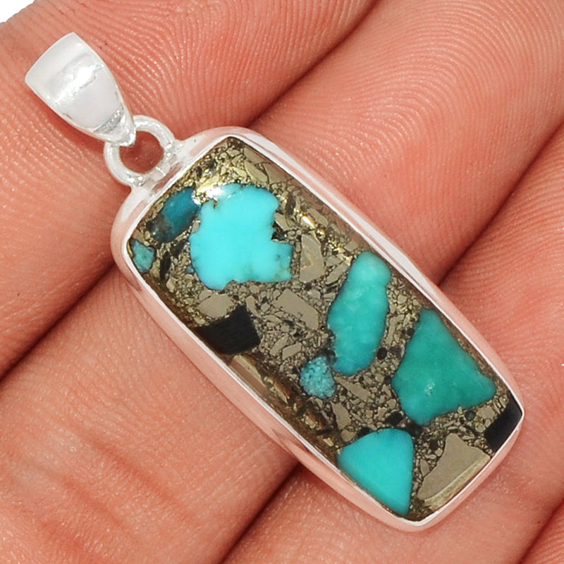 1.6" Natural Turquoise In Pyrite Pendants - TIPP39