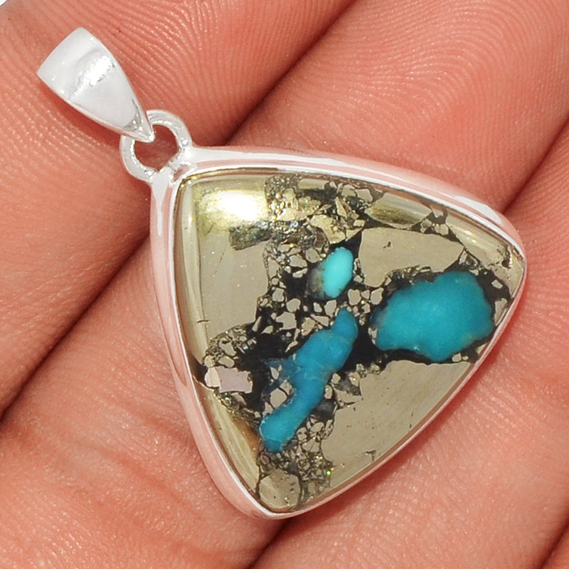 1.3" Natural Turquoise In Pyrite Pendants - TIPP42