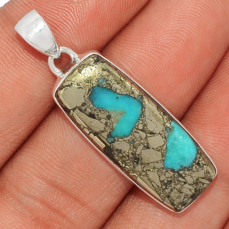 1.6" Natural Turquoise In Pyrite Pendants - TIPP45