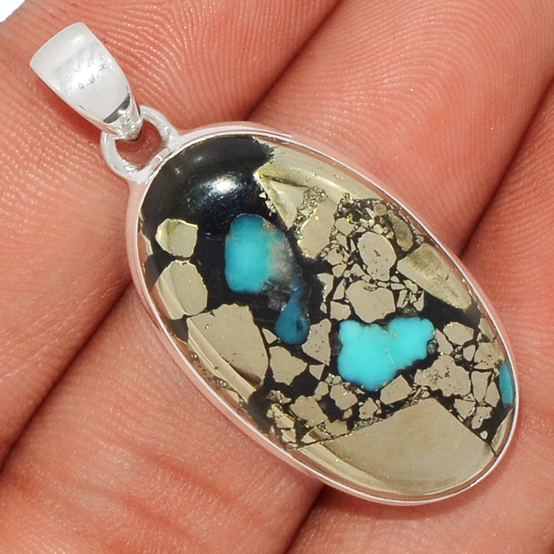 1.6" Natural Turquoise In Pyrite Pendants - TIPP46