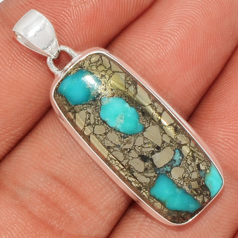 1.6" Natural Turquoise In Pyrite Pendants - TIPP49