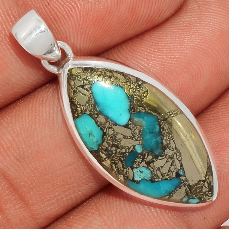 1.5" Natural Turquoise In Pyrite Pendants - TIPP51