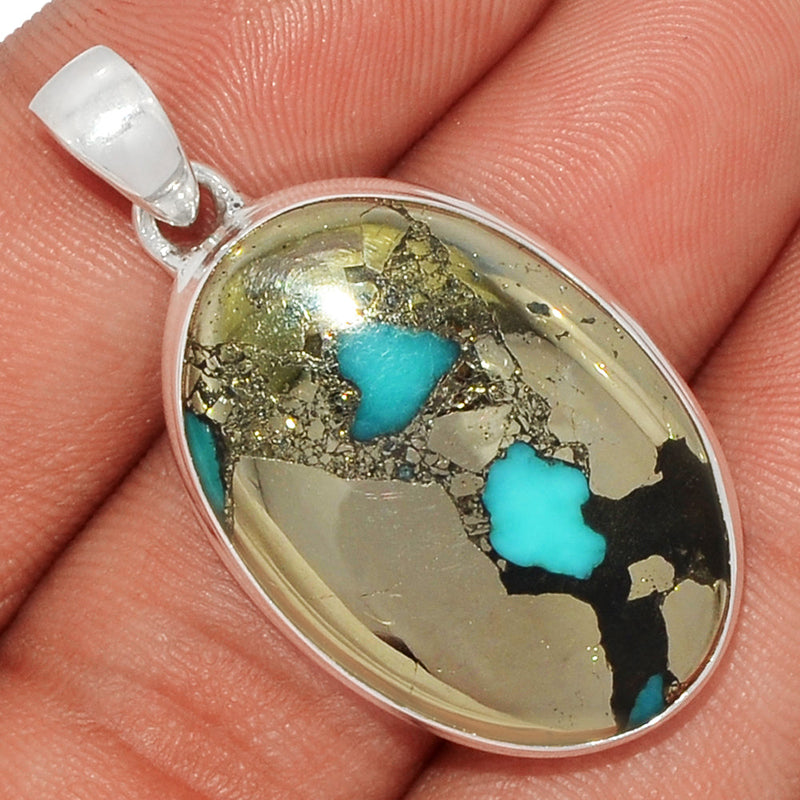 1.5" Natural Turquoise In Pyrite Pendants - TIPP52