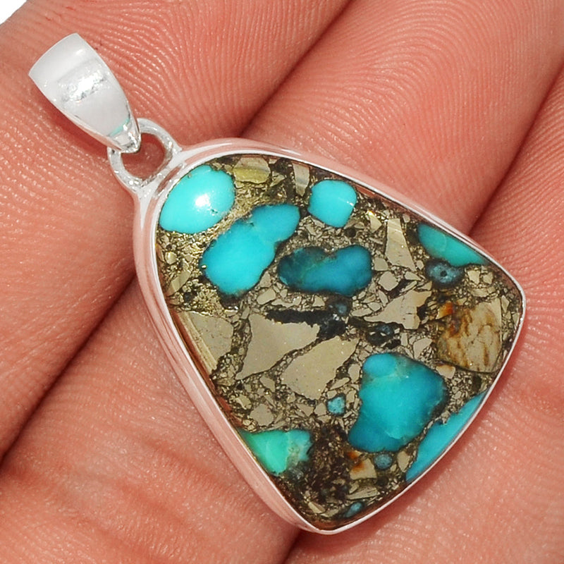 1.5" Natural Turquoise In Pyrite Pendants - TIPP53