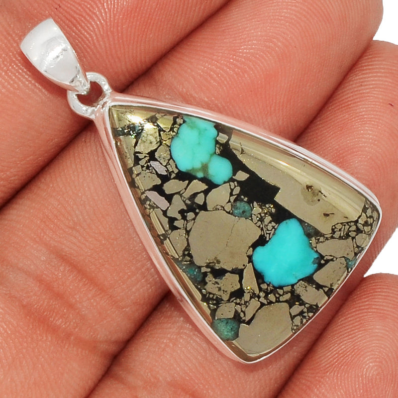 1.6" Natural Turquoise In Pyrite Pendants - TIPP56