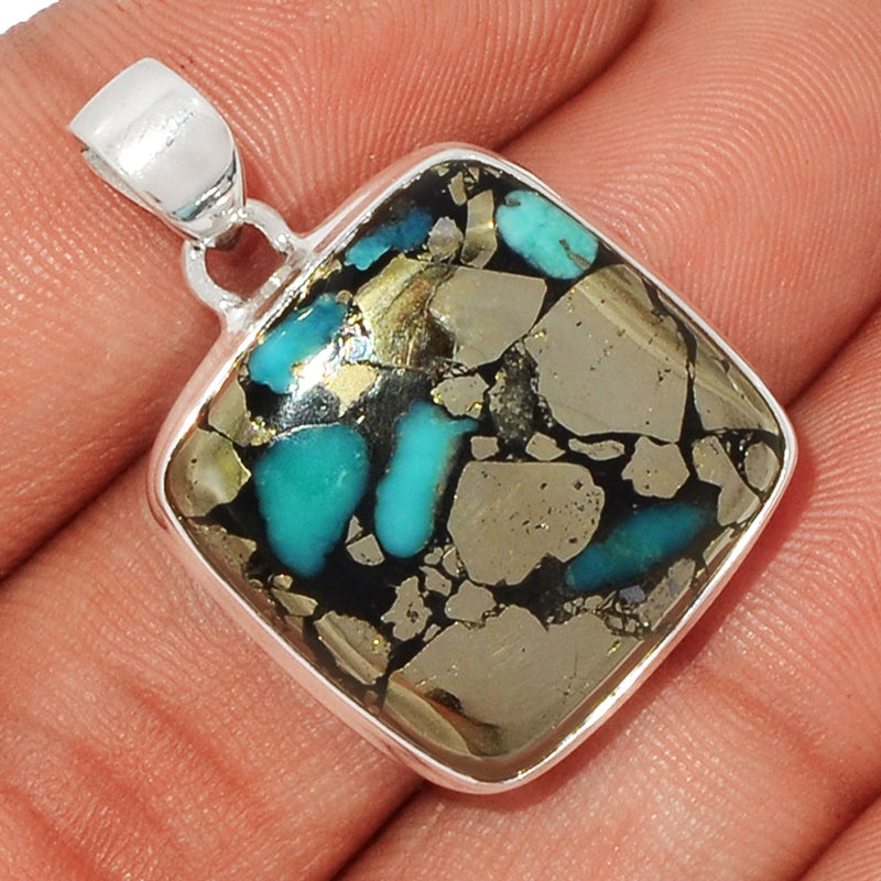 1.3" Natural Turquoise In Pyrite Pendants - TIPP57