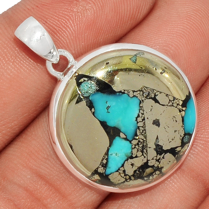 1.5" Natural Turquoise In Pyrite Pendants - TIPP59