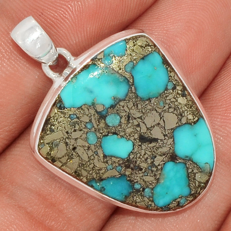 1.5" Natural Turquoise In Pyrite Pendants - TIPP63