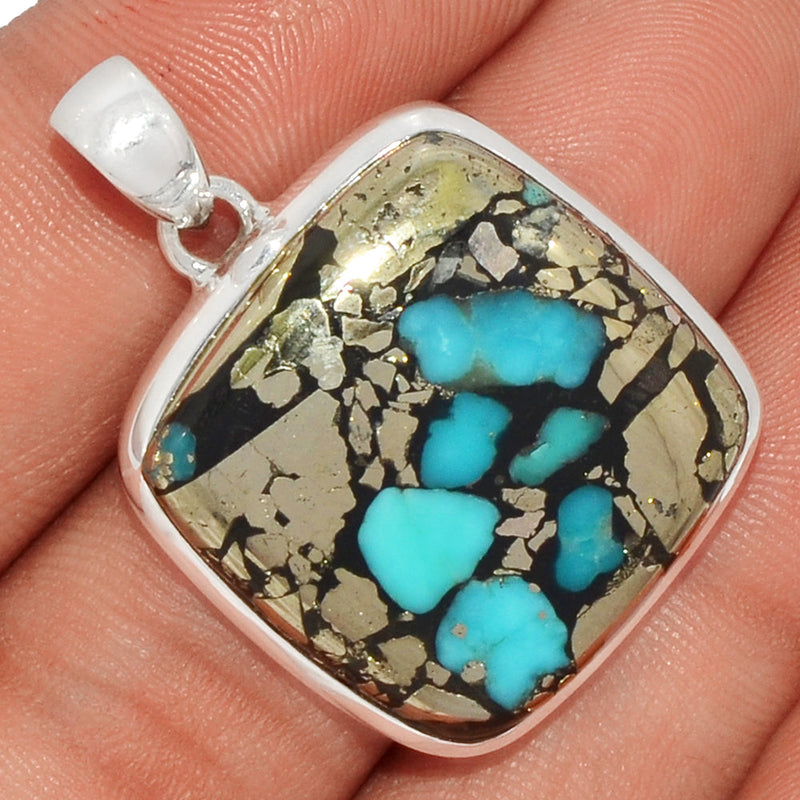 1.5" Natural Turquoise In Pyrite Pendants - TIPP64