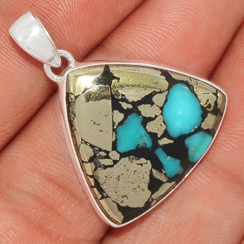 1.3" Natural Turquoise In Pyrite Pendants - TIPP65