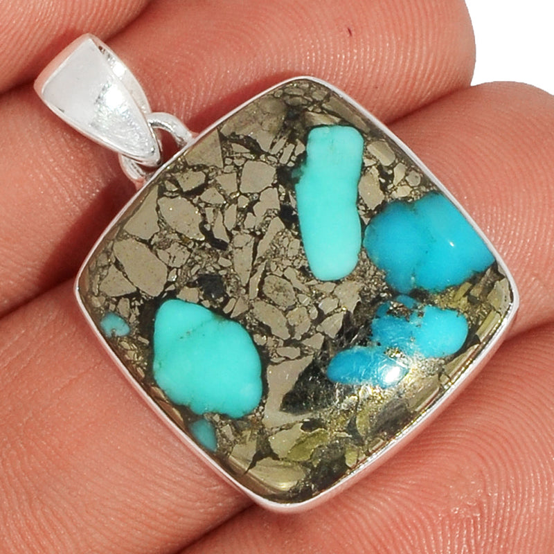 1.3" Natural Turquoise In Pyrite Pendants - TIPP66
