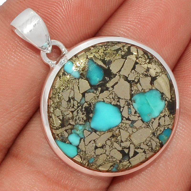 1.5" Natural Turquoise In Pyrite Pendants - TIPP68