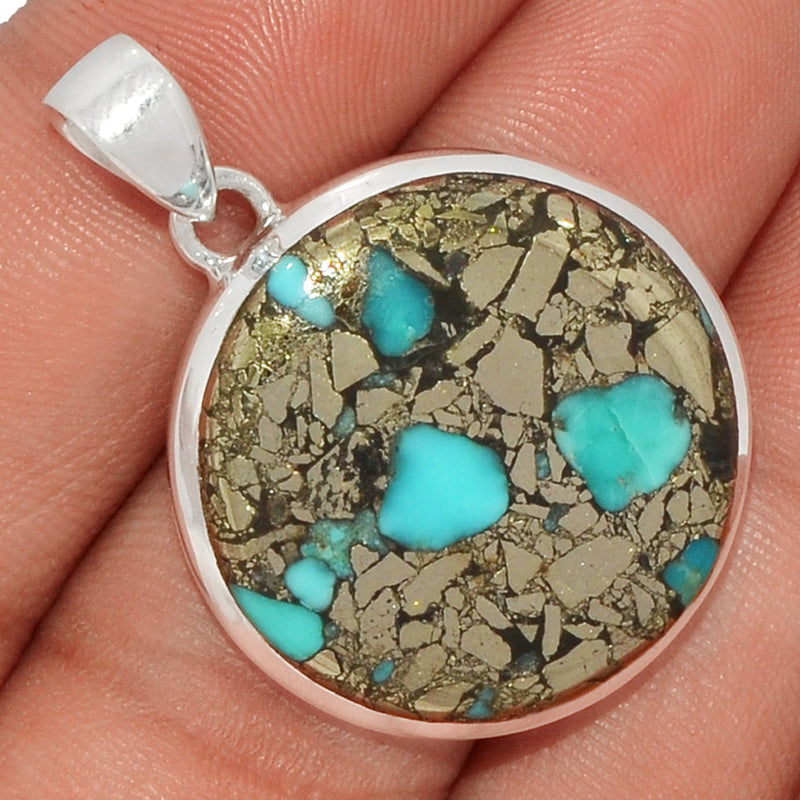 1.5" Natural Turquoise In Pyrite Pendants - TIPP68