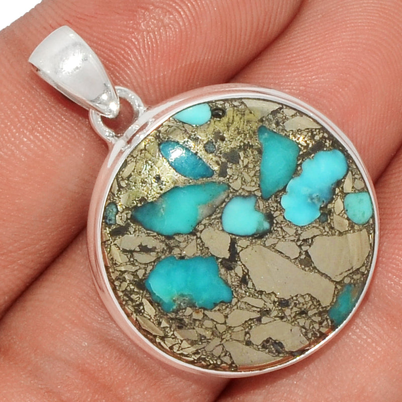 1.3" Natural Turquoise In Pyrite Pendants - TIPP71