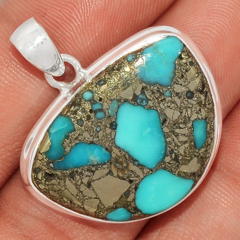 1.2" Natural Turquoise In Pyrite Pendants - TIPP72