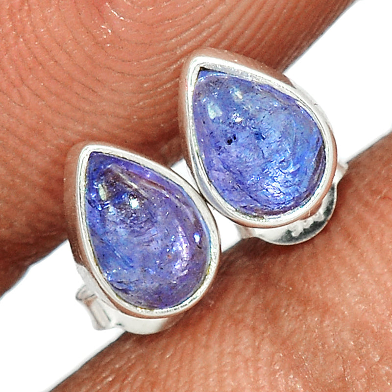 Tanzanite Cabochon Studs - TNZS123