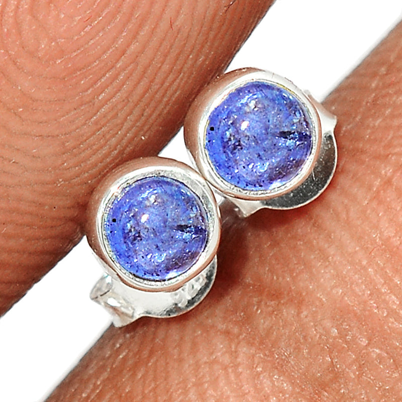 Tanzanite Cabochon Studs - TNZS136