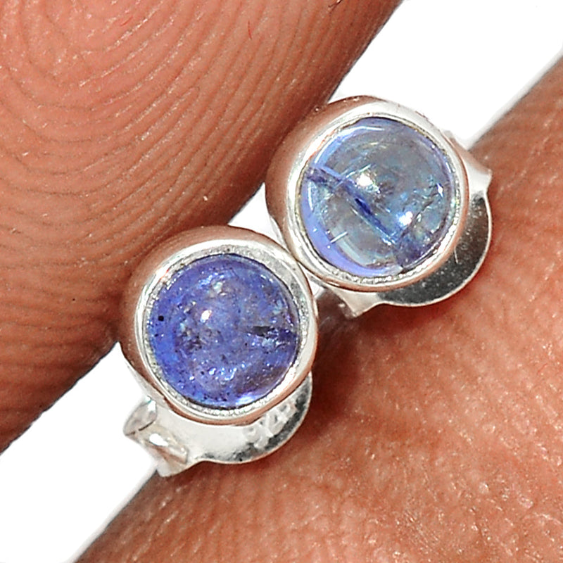 Tanzanite Cabochon Studs - TNZS145