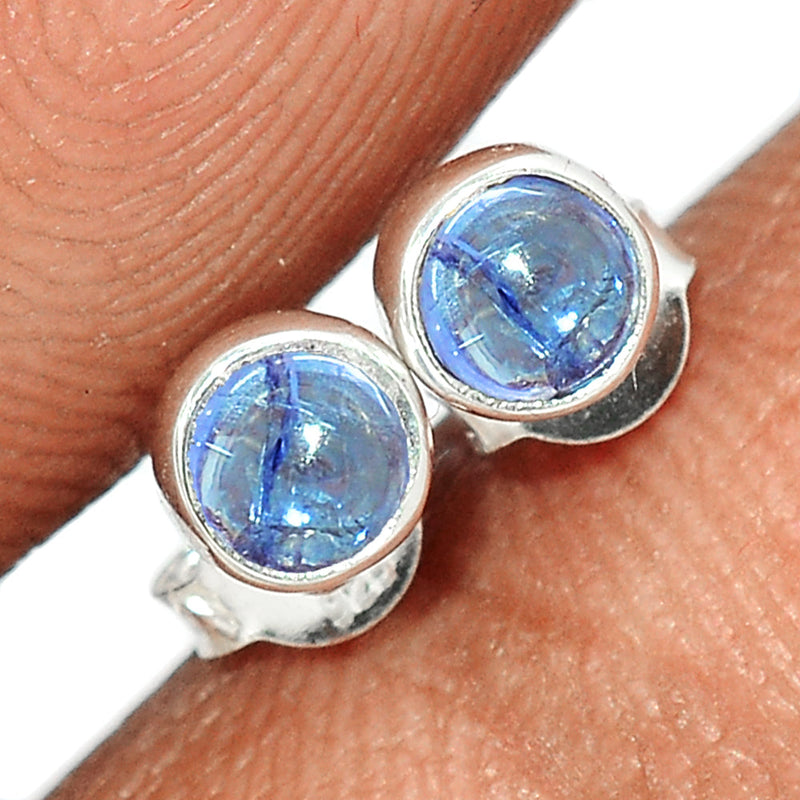 Tanzanite Cabochon Studs - TNZS151