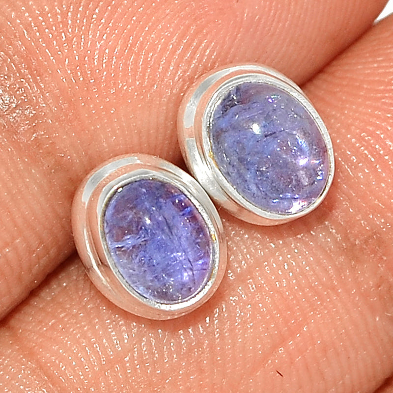 Tanzanite Cabochon Studs - TNZS175