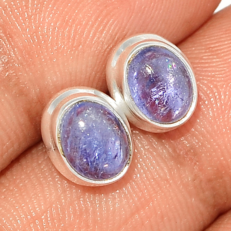 Tanzanite Cabochon Studs - TNZS183