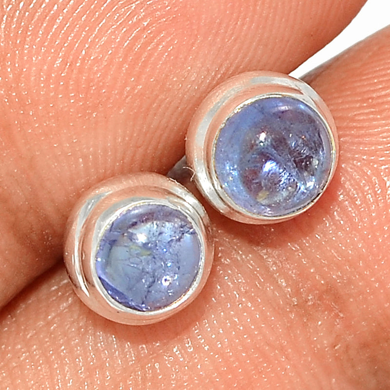 Tanzanite Cabochon Studs - TNZS184