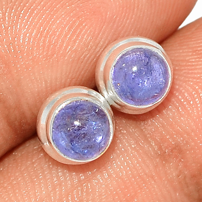 Tanzanite Cabochon Studs - TNZS187