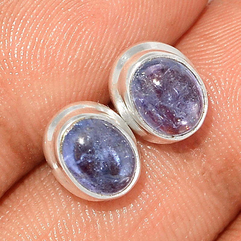 Tanzanite Cabochon Studs - TNZS188