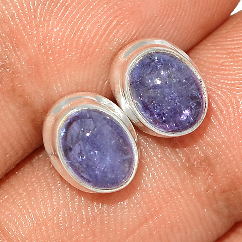 Tanzanite Cabochon Studs - TNZS193