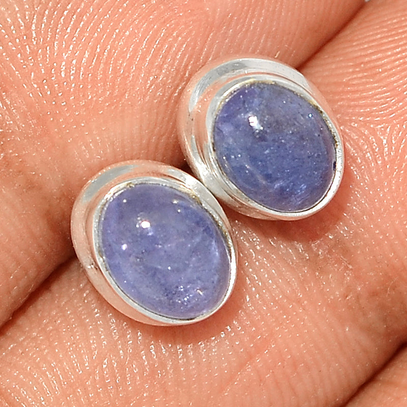 Tanzanite Cabochon Studs - TNZS197