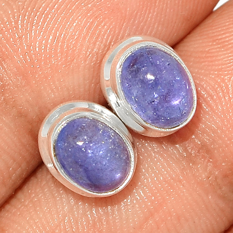 Tanzanite Cabochon Studs - TNZS200