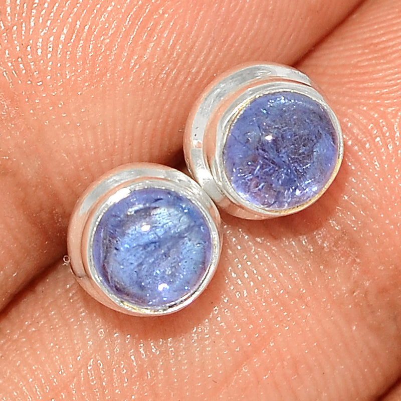 Tanzanite Cabochon Studs - TNZS204