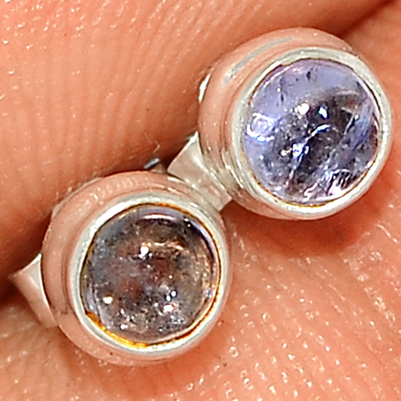 Tanzanite Cabochon Studs - TNZS205