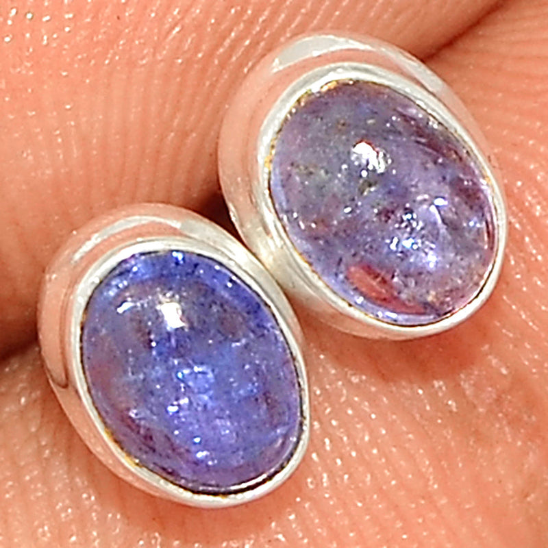 Tanzanite Cabochon Studs - TNZS212